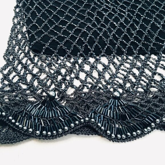 Vtg Arden B Beaded Crochet Fishnet Top & Skirt Sz M Dark Fairy Glam Goth - Picture 8 of 16